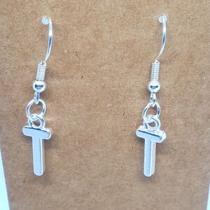 ‼️B2G1 T Initial Earrings, New